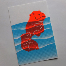 zeefdruk-postkaart-nijlpaarden-02